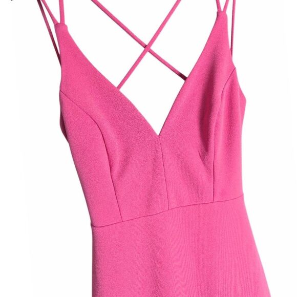 Lulu's All This Allure Hot Pink Strappy Open Back Mermaid Gown Dress Womens S - Picture 6 of 7